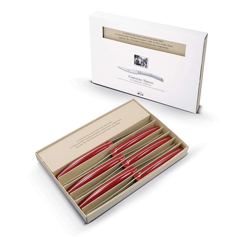 BERTI Convivio Nuovo Set 6 Coltelli 23 cm Rosso - immagine 2