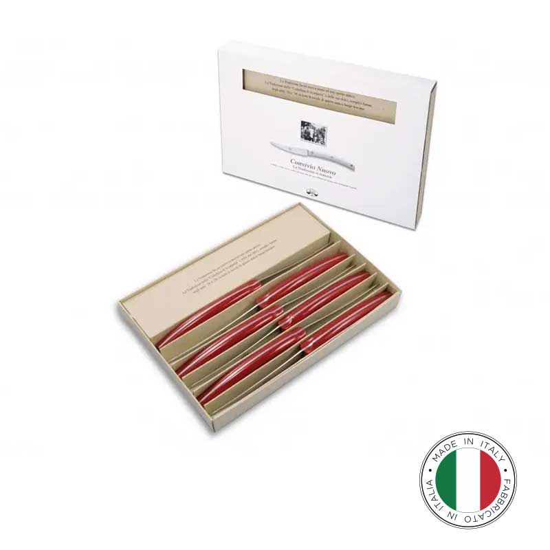 BERTI Convivio Nuovo Set 6 Coltelli 23 cm Rosso - immagine 3